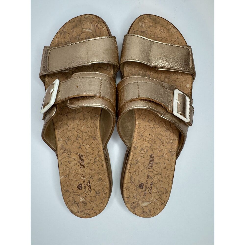 CLOUDSTEPPERS by Clarks Slide Sandals Step June Sun Rose Gold Size 9 - Picture 5 of 8